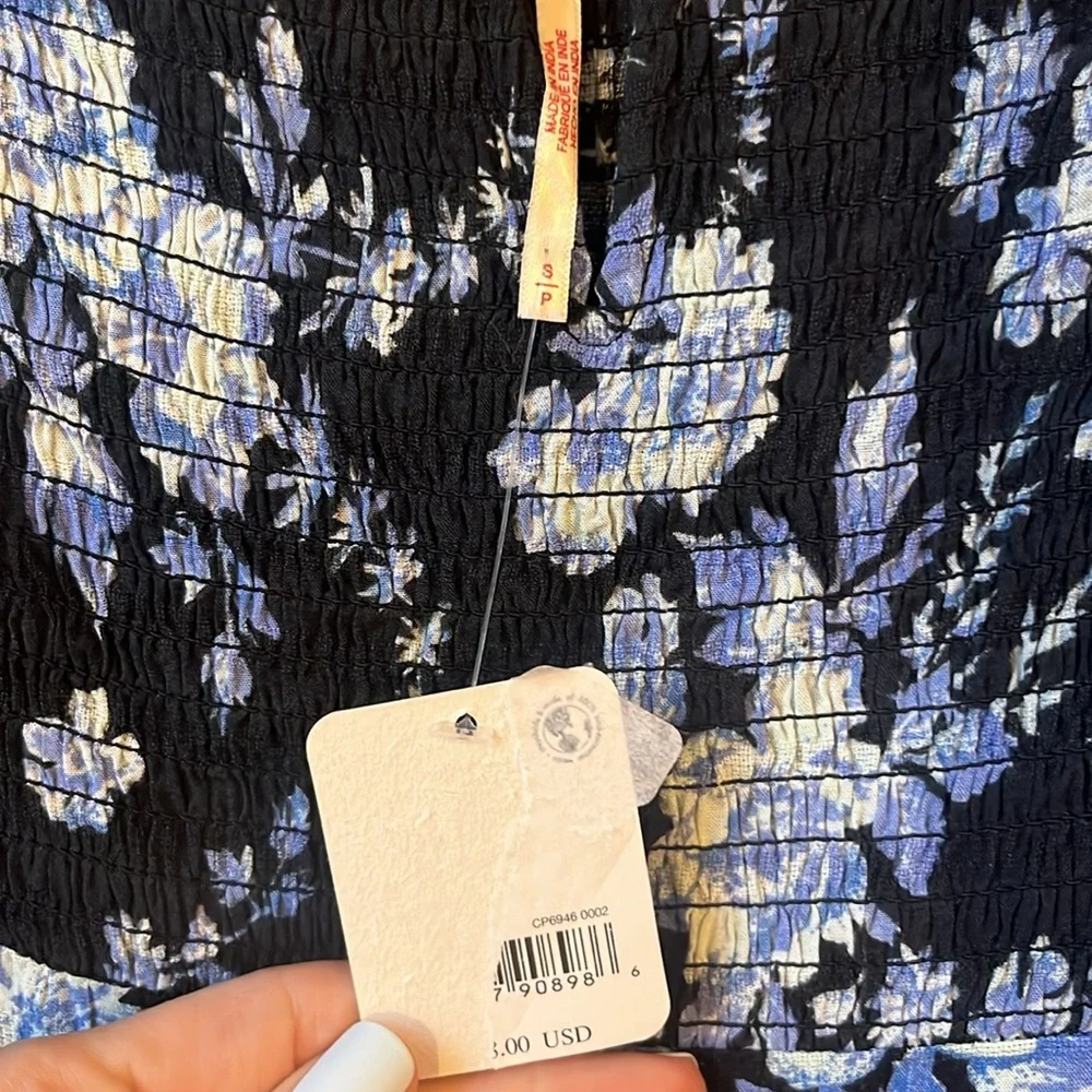 NEW Free People Jaymes Floral Print Square Neck Long Sleeves Midi Dress